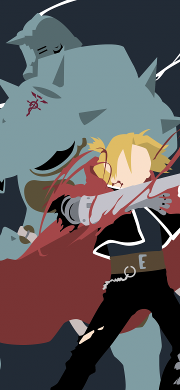 Fullmetal Alchemist, Minimalist, Edward Elric, Alphonse Elric, Dark background, 5K, Faceless