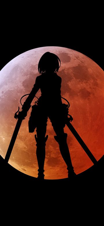 Mikasa Ackerman, Black background, Attack on Titan, 5K