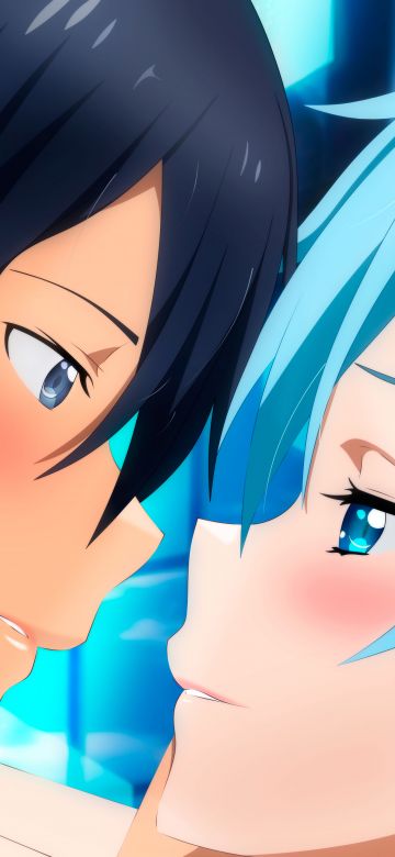 Anime couple, Sword Art Online, Kirito (Kirigaya Kazuto), Sinon (Shino Asada), SAO, Romantic, 5K, 8K