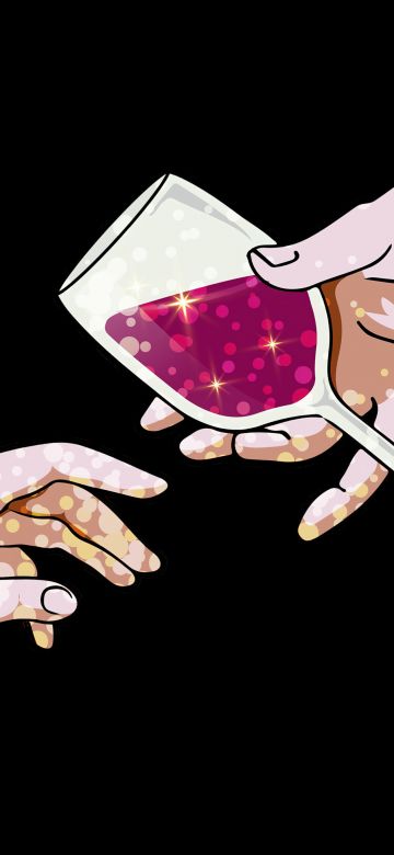 Pink wine, Hands together, Cheerful, Baddie, Black background, Aesthetic, Attitude, Confident, Bold, Fearless, Edgy