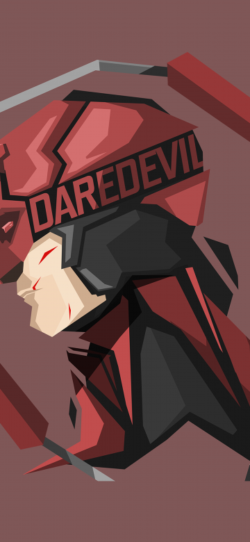 Daredevil, Low poly, Marvel Superheroes, Matt Murdock, Puce background, 5K, 8K, Simple