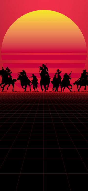 Red Dead Redemption 2, Minimalist, Rockstar Games, PlayStation 4, Xbox One, PC Games, Red background, Western, Dark red