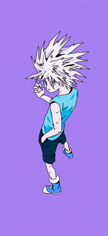 Killua Zoldyck, 8K, Hunter x Hunter, Minimalist, Purple background, 5K, Simple