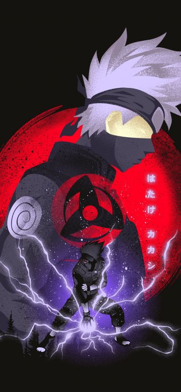 Kakashi Hatake, Sharingan, Naruto, Dark background, 5K