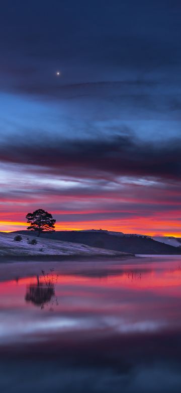 Sunset, Golden hour, Lake, Body of Water, Cloudy Sky, Dusk, 5K, 8K