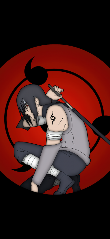 Itachi Uchiha, Mangekyo Sharingan, Black background, 5K