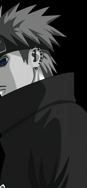 Yahiko, Pain, Naruto, Black background, 5K, Minimalist