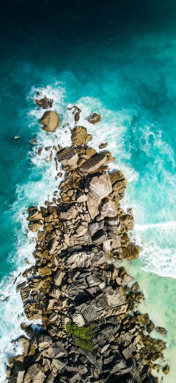 Beach, Seychelles, Aerial view, Anse Cocos Beach, La Digue