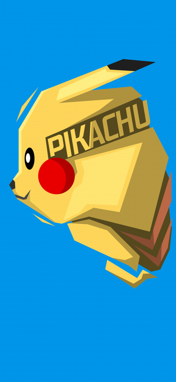 Pikachu, Minimalist, Pokemon, Blue background, 5K, 8K, Simple