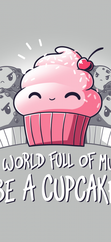 Muffins, Cupcake, Kawaii cupcake, Cute quotes, Pink, Grey background, 5K, 8K, Meme