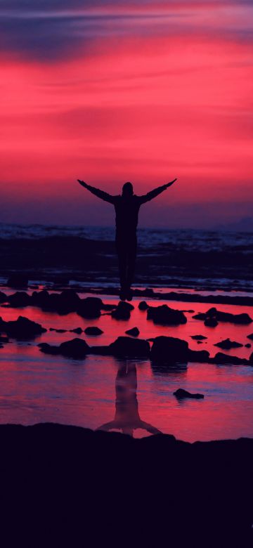 Mood, Sunset, Silhouette, Morocco, Beach, Red Sky, Dusk, 5K