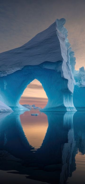 Iceberg, Sunset, Scenic, Ocean, 5K, 8K