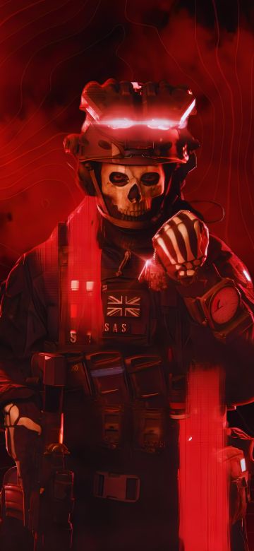 Ghost, Call of Duty: Modern Warfare 2, 5K, 8K, Red background, Dark red