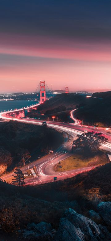 Golden Gate Bridge, Sunset, Traffic, San Francisco, USA