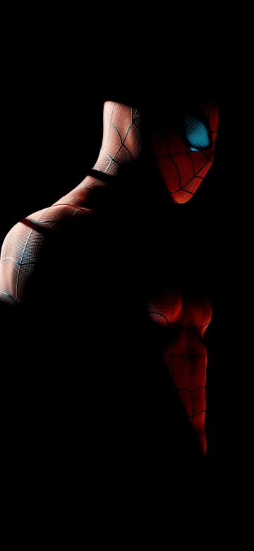 Spider-Man, Superhero, AMOLED, Marvel Superheroes, Black background, 5K, Spiderman