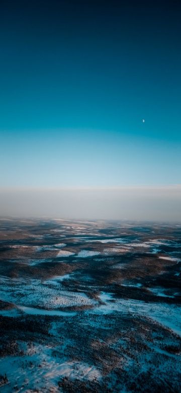 Landscape, Aerial view, Blue Sky, Horizon, Winter, Foggy, Snow