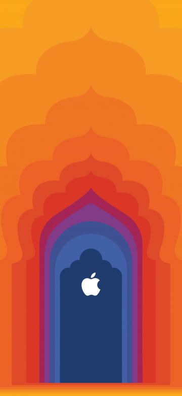 Apple logo, Apple store, India, Yellow background, Aesthetic