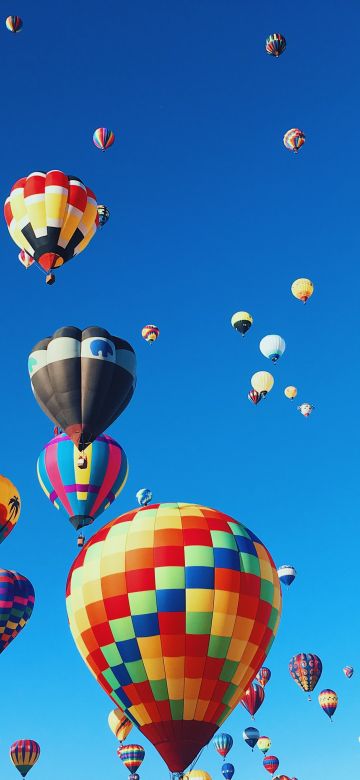 Hot air balloons, Festival, Colorful, Blue Sky, Aesthetic