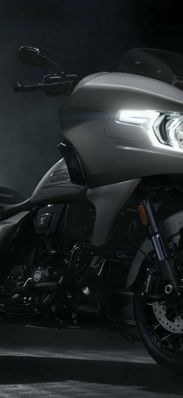 Harley-Davidson Road Glide, Cruiser motorcycle, Dark background, 5K, 8K