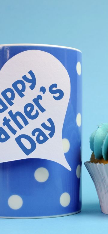 Happy Fathers Day, Mug, Cupcake, Blue background