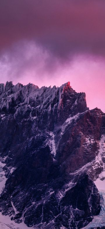 Mountain, Pink sky, Twilight, Chile, 5K, 8K