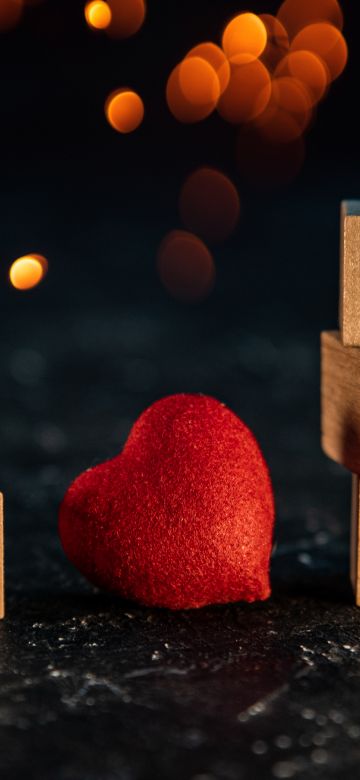 I Love You, Love heart, Red heart, Bokeh Background, 5K