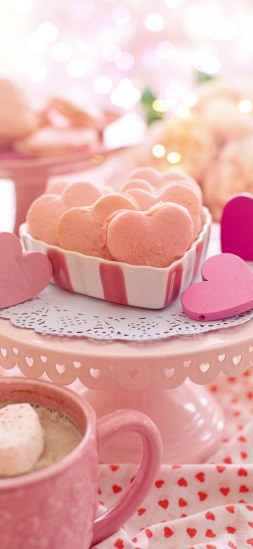 Love hearts, Pink hearts, Cookies, Bokeh