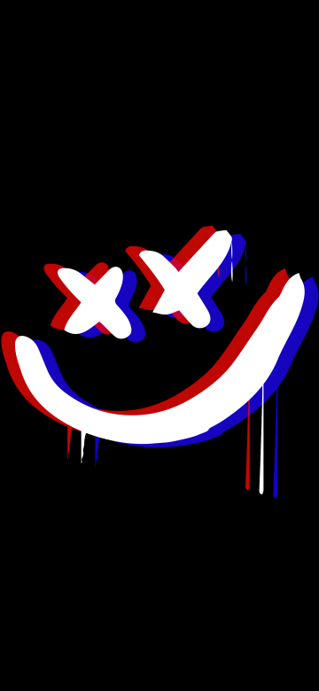 Drippy smiley, Anaglyph, Black background, 5K, 8K, Simple