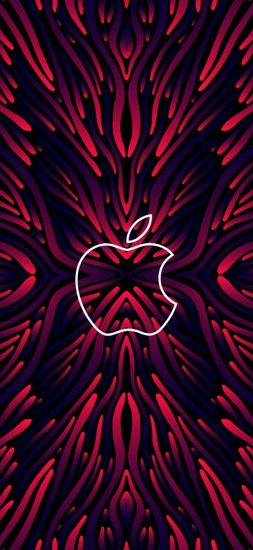 Apple logo, Abstract background, 5K, 8K, Dark red