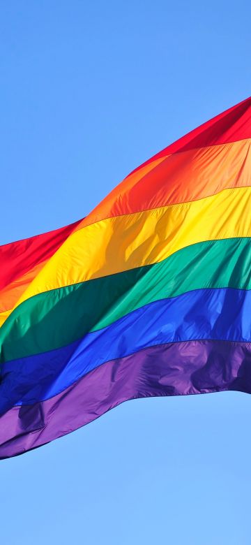 Pride flag, LGBTQ, Rainbow, Blue Sky