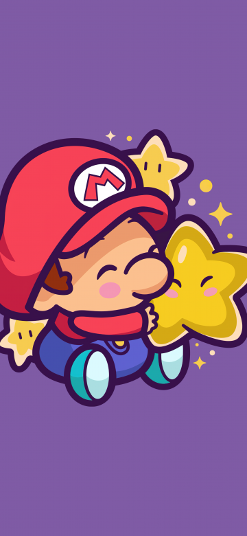 Super Mario, Cute Mario, Purple background, 5K, 8K, Simple