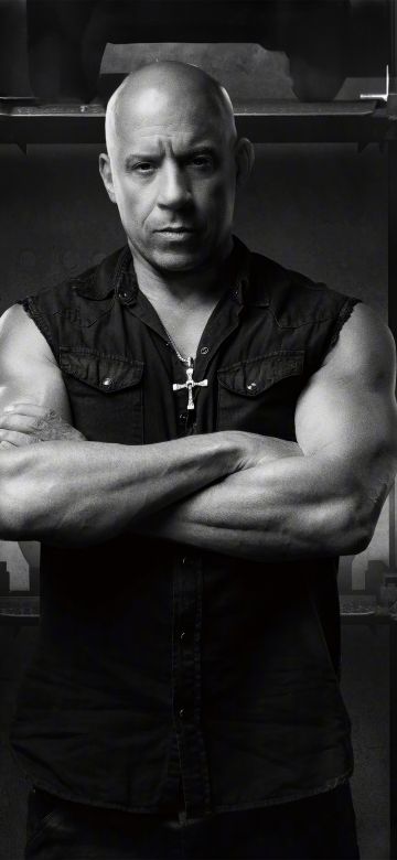 Vin Diesel as Dominic Toretto, Fast X, 2023 Movies, Monochrome, 5K, Black and White