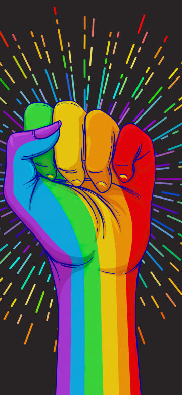 LGBTQ, Fist, Rainbow colors, Dark background