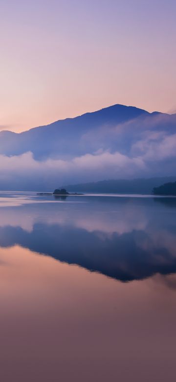 Mountain, Sunrise, Foggy, Lake, Reflection, Dawn, Stock