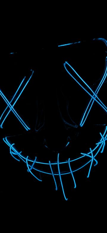 LED mask, Glow in dark, Purge mask, Face Mask, Scary mask, Black background, 5K, 8K