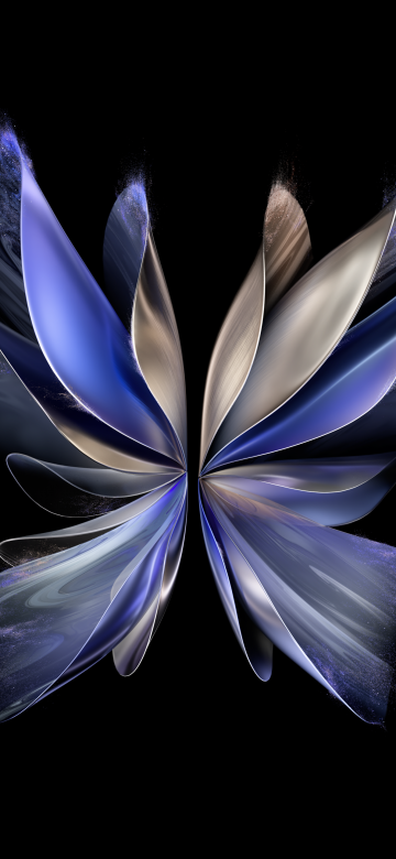 Vivo X Fold 2, AMOLED, Stock, 5K, Black background, Blue abstract