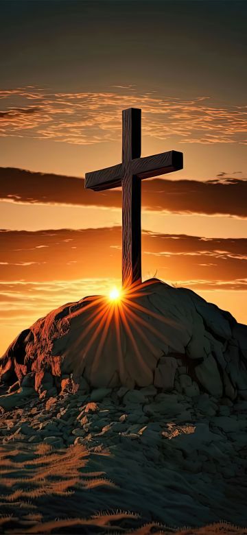 Christian cross, AI art, Sunset, Jesus Cross