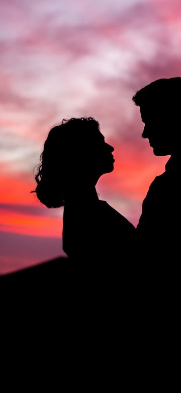 Romantic, Couple, Silhouette, Sunset, Man, Woman, 5K