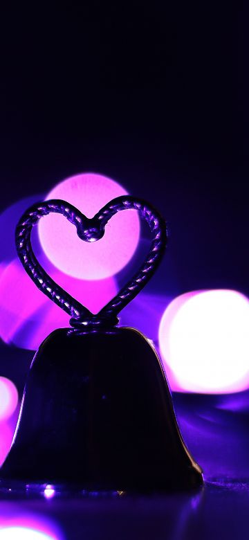 Love heart, Purple aesthetic, Bokeh Background, 5K