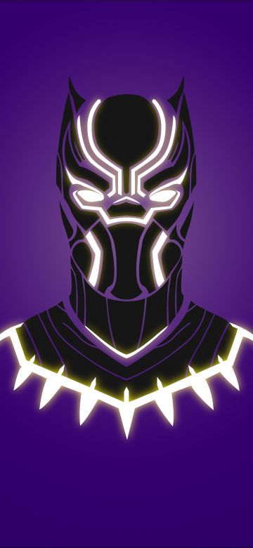 Black Panther, 10K, Cartoon, Minimalist, Purple background, 5K, 8K