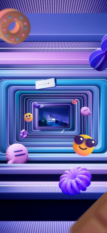 Emoji, 3D Art, Donut, Smileys, Purple aesthetic, Dope, Depth, Windows 11, Sleek, Colorful