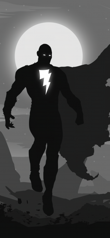 Black Adam, Silhouette, DC Superheroes, Monochrome, 5K, Black and White