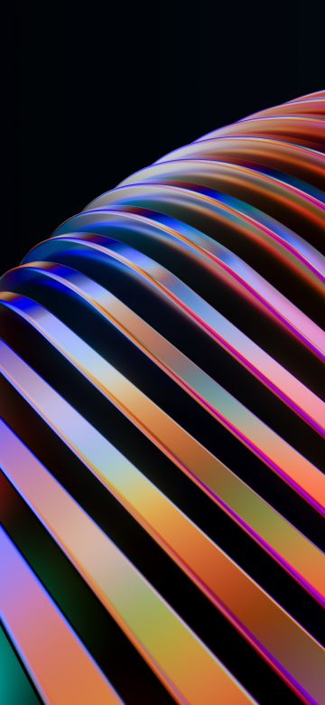 Vibrant, Rainbow swirl, 3D Art, Black background, 5K