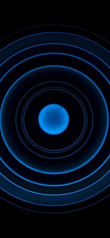 Circles, Illusion, Black background, Spiral, Blue rings, 5K