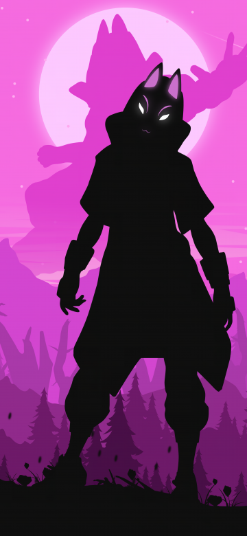 Catalyst, Fortnite, Silhouette, Pink background, 5K