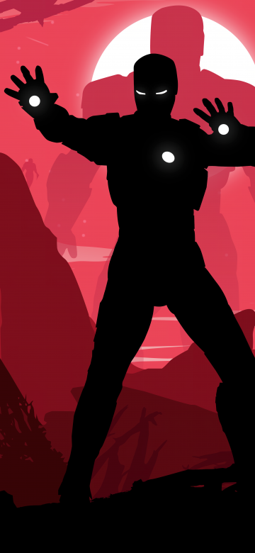 Marvel, Iron Man, Silhouette, Illustration, Red aesthetic, 5K