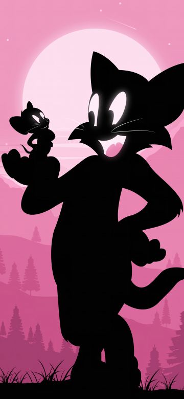 Tom & Jerry, Silhouette, Tom cat, Jerry mouse, Cartoon, 5K, Tom and Jerry