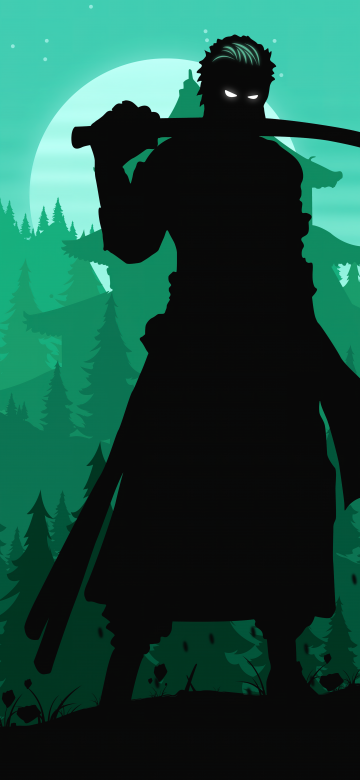 Roronoa Zoro, Silhouette, Illustration, One Piece, 5K