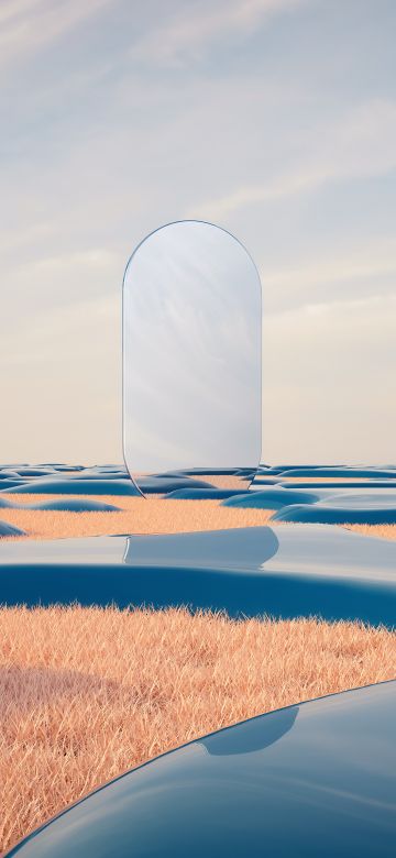 Glass obelisk, Surreal, Geometric, Landscape, Glass, Reflection, 5K, Serene, Ethereal