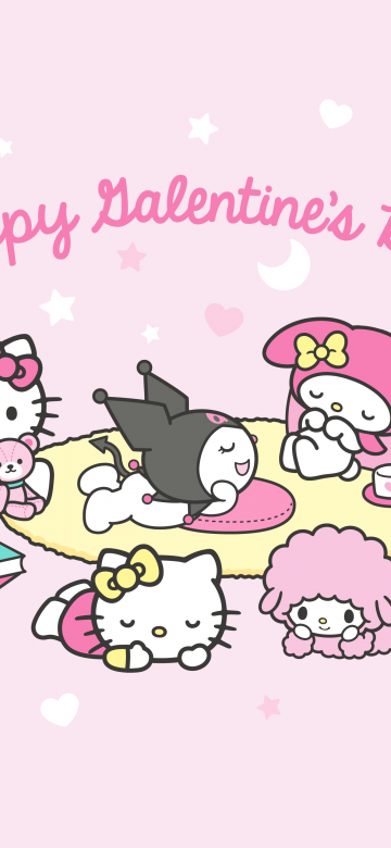 Happy Valentine's Day, Hello kitties, Kuromi, Cinnamoroll, My Melody, 5K, Sanrio, February